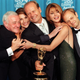 (L-R) Dan Butler, John Mahoney, Peri Gilpin, Kelsey Grammer, Jane Leeves, and David Hyde Pierce
